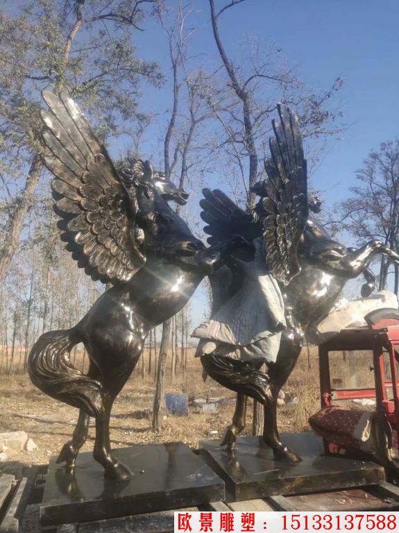 甘肃定西飞马雕塑案例，玻璃钢飞马雕塑仿铜10